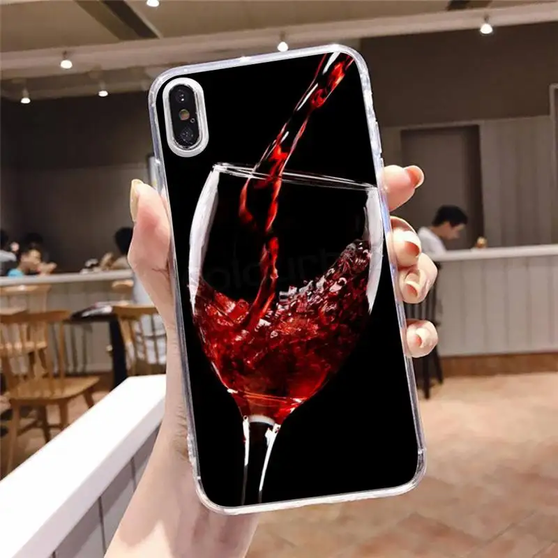 

wine glass pattern Phone Case Transparent for iPhone 6 7 8 11 12 s mini pro X XS XR MAX Plus