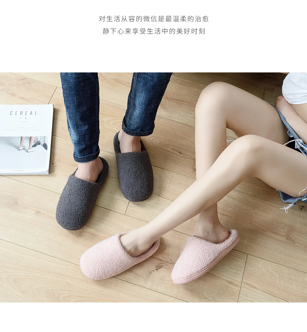 Новинка; Xiaomi Mijia Youpin; Домашние плюшевые хлопковые тапочки для женщин; ; Домашние Нескользящие мужские тапочки из хлопка с мягкой подошвой для влюбленных пар