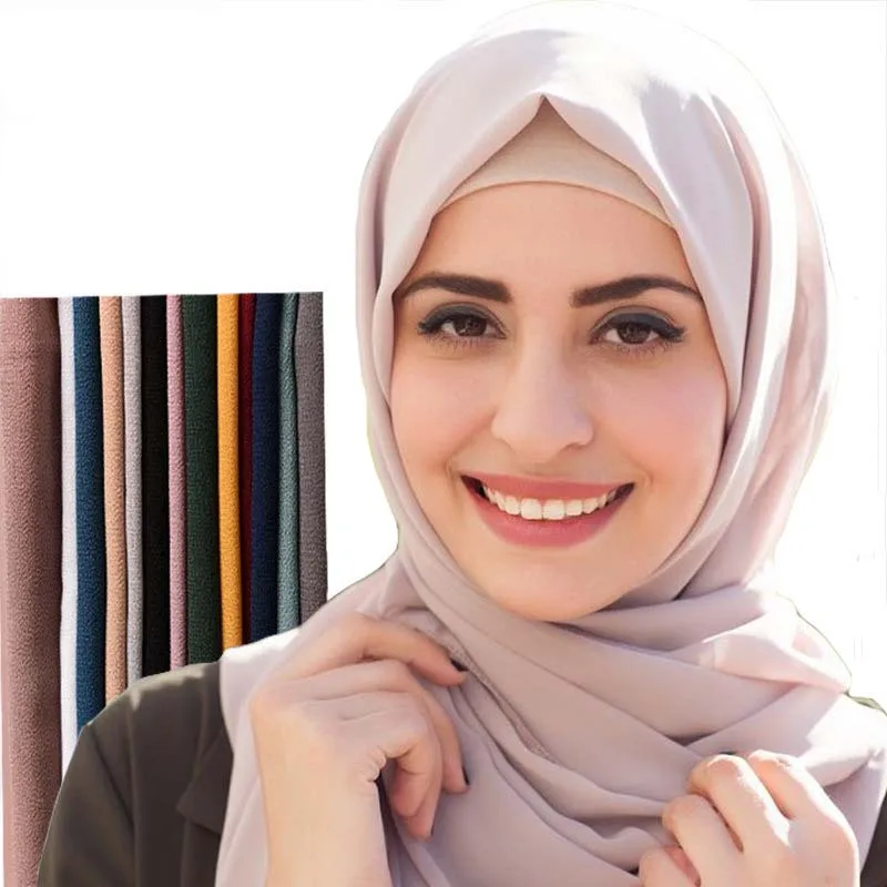 

Solid Color Chiffon Large Headscarf India Hijabs Turkish for Muslim Women Spring Summer Islam Breathable Turban Jersey Headwraps