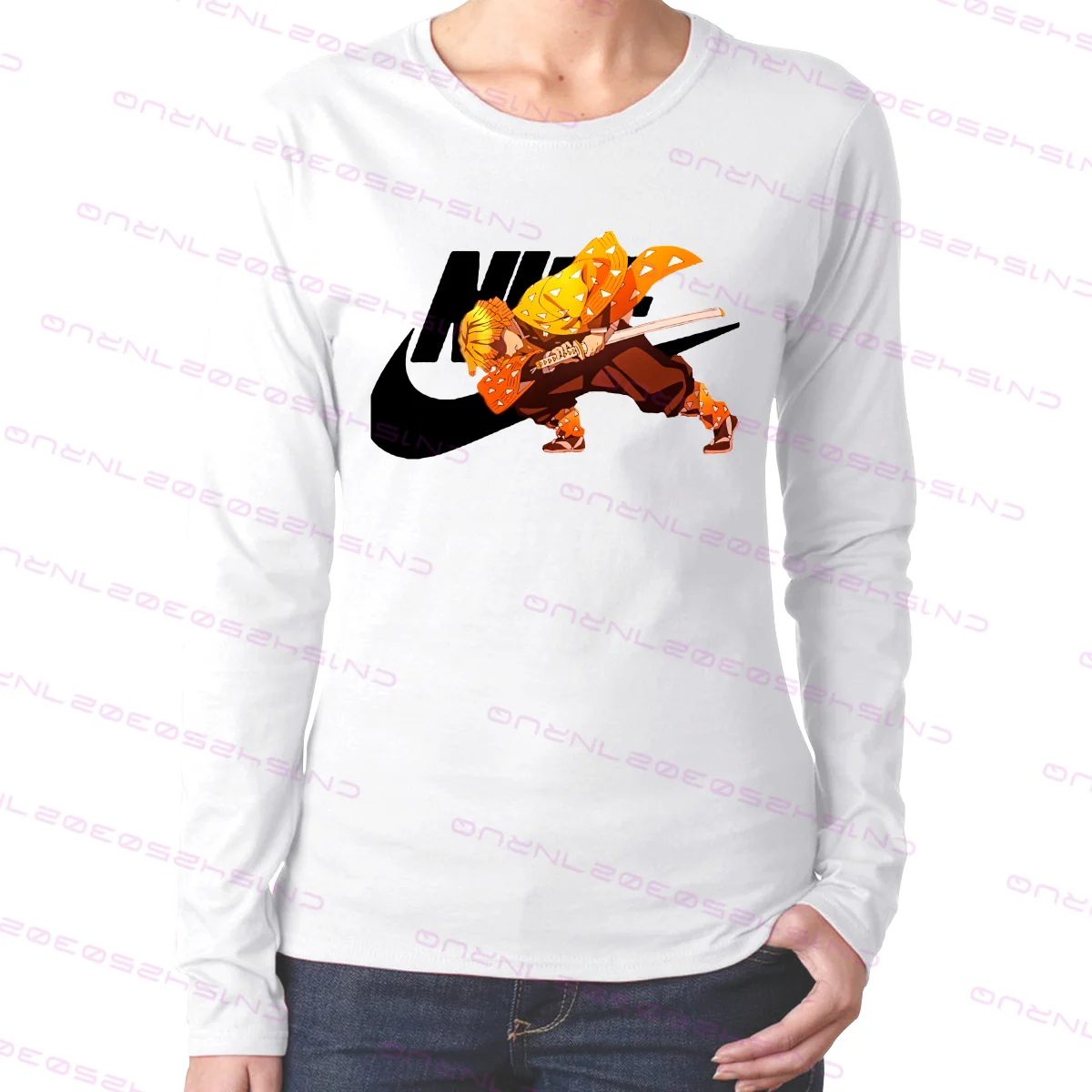 

Kimetsu No Yaiba Demon Slayer Women's digital direct spray long sleeve round neck T