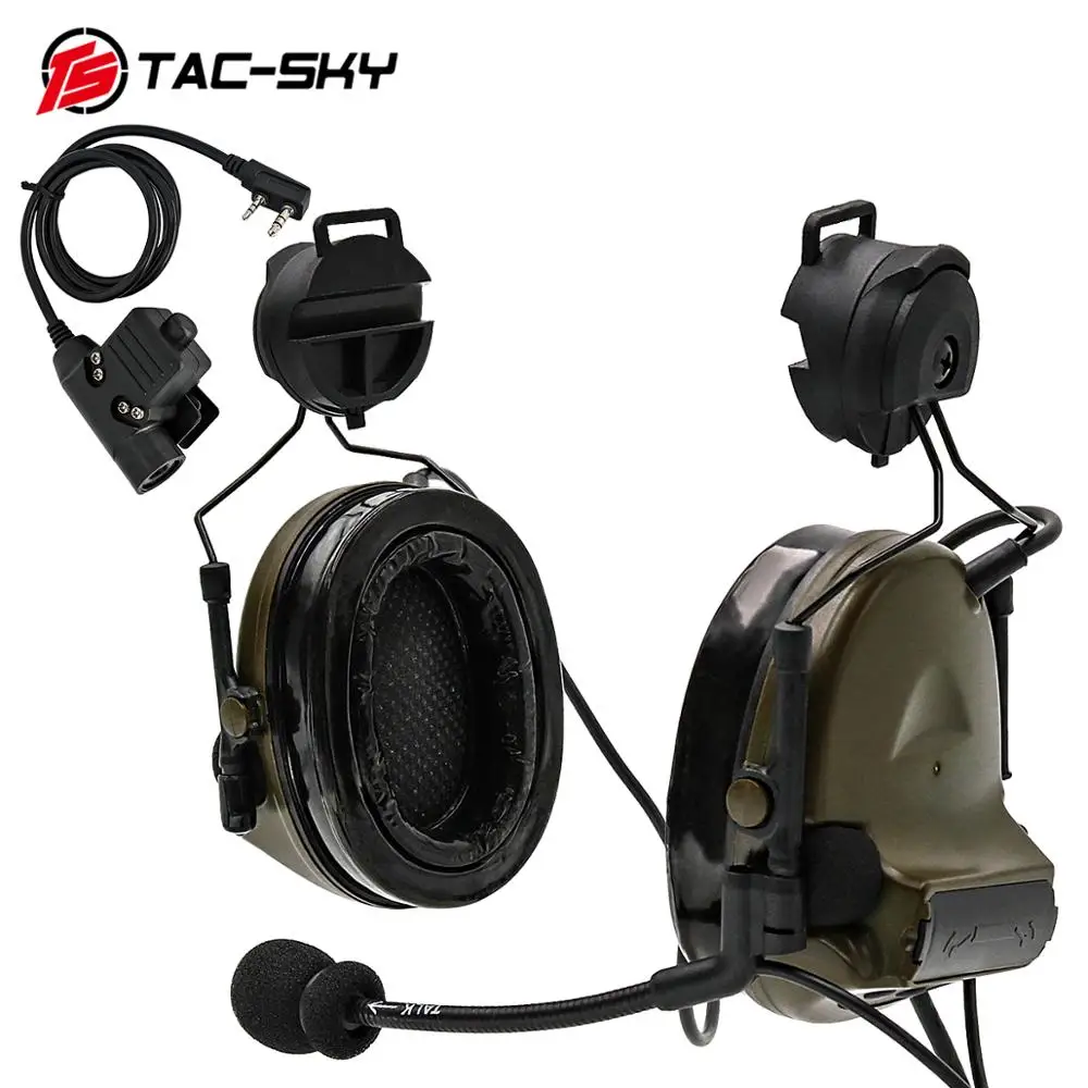 TAC -SKY COMTAC II Helmet Bracket Airsoft Headset Noise Reduction Military Shooting Tactical Headset and Tactical PTT U94ptt FG