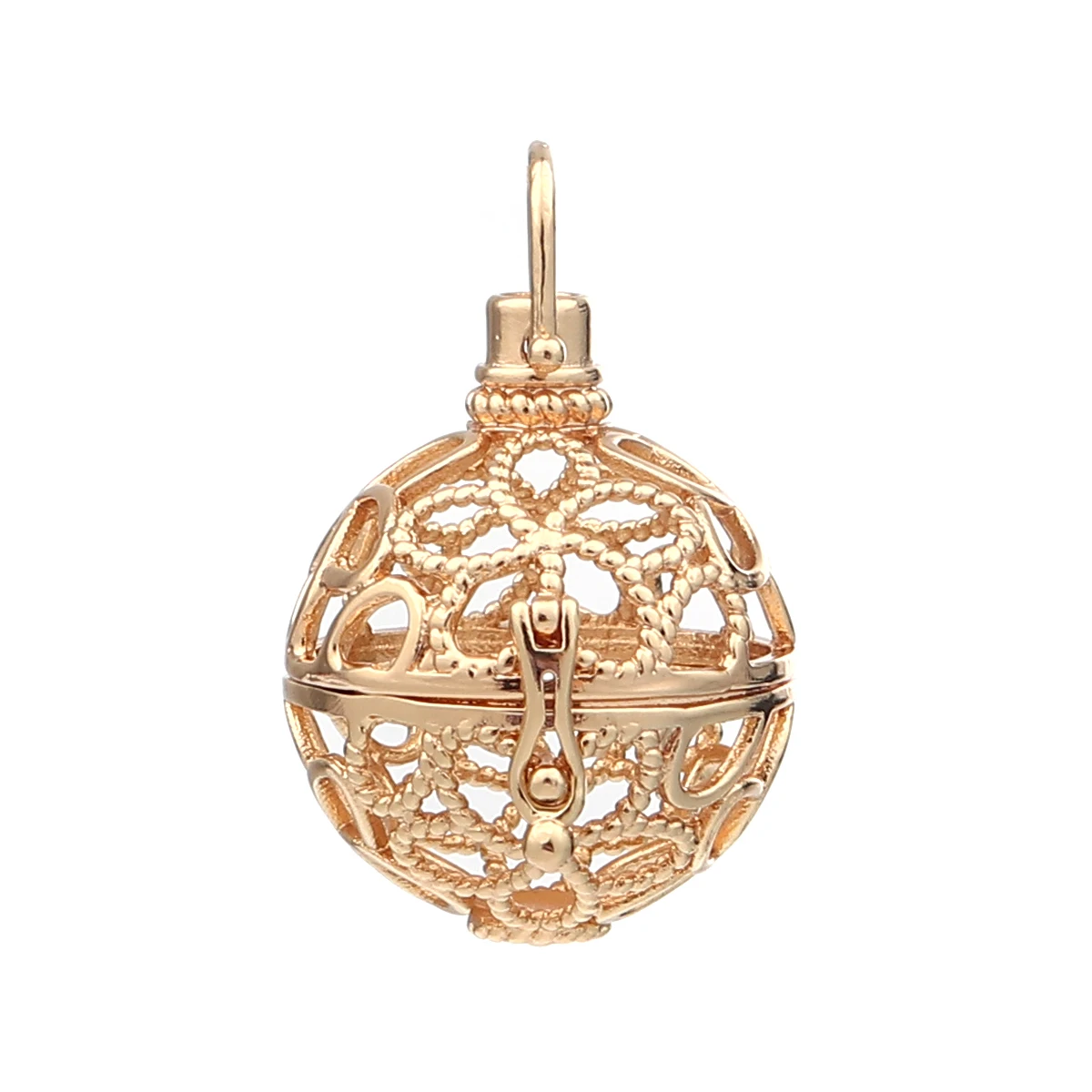 

DoreenBeads 2PCs Charms Pendants (Openable, can fit 20mm beads) Hollow Flower Pattern Round Magic Box Pendant 3.7x2.9cm