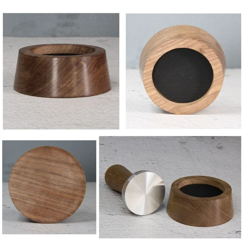 

Wood Espresso Tamper Rack, Steel Stainless Barista Tamper Set, Real Wood Coffee Pressing Apparatus for Barista