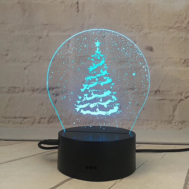 L&aacute;mpara 3D de &aacute;rbol de Navidad, variable luz de noche, iluminaci&oacute;n de ambiente de vacaciones, decoraci&oacute;n de mesa de casa, t&aacute;ctil, remota, 7 colores-2