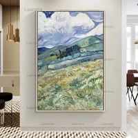 van gogh wheat field landscape canvas painting green ldyllic scenery wall art posters famous oil painting for living room decor
