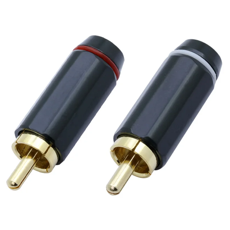 100 шт./лот, разъем RCA, позолоченный штекер RCA, высокое качество, разъем для динамика, разъем RCA, кабель, разъем для провода, 5 пар, красный+ белый