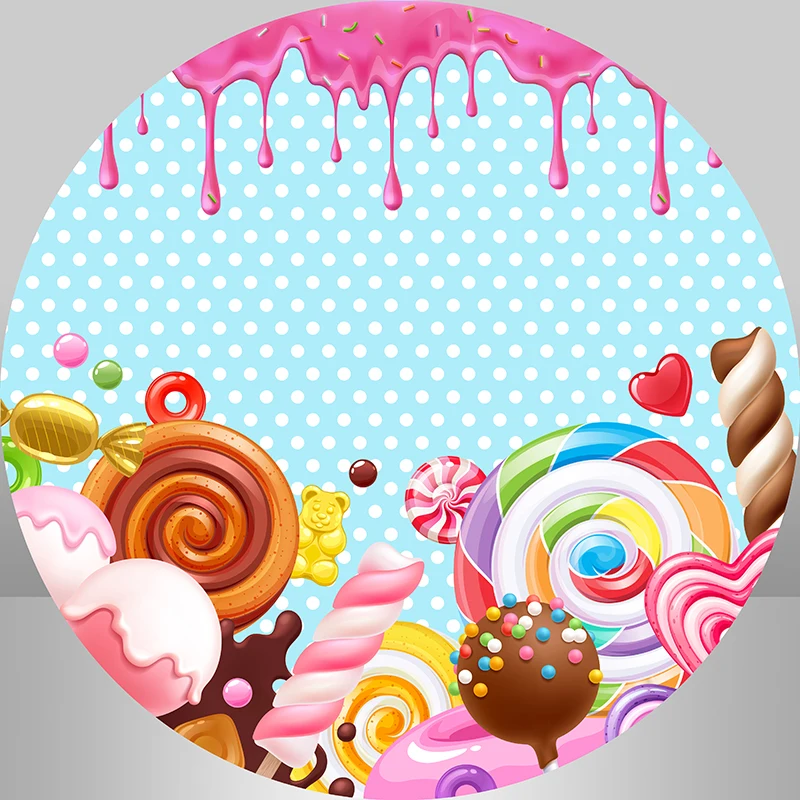 Пончик Candyland Baby Shower круглый фон Обложка Новорожденный первый день рождения