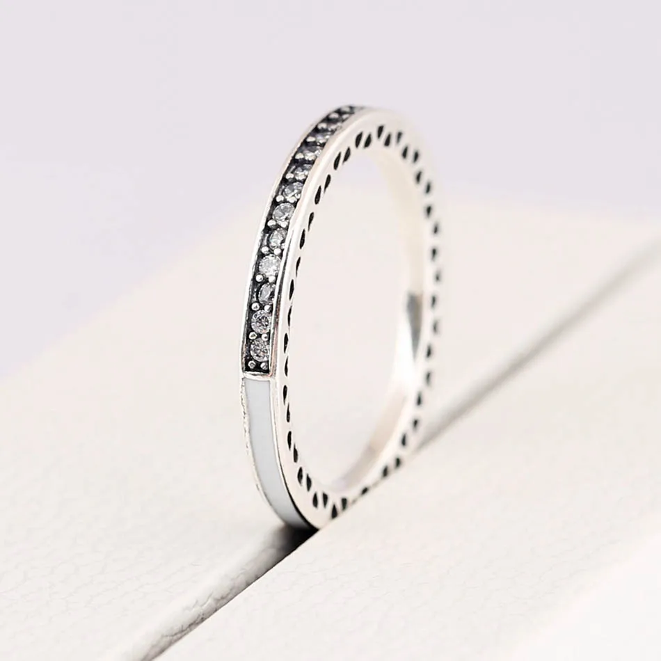 Аутентичное кольцо S925 с блестящими сердцами для женщин женское ювелирное