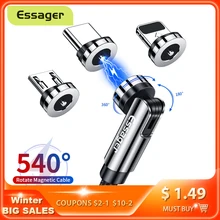 ESSAGER – Câble magnétique pour charge rapide, rotatif à 540 degrés, micro USB/Type C, pour téléphone portable, compatible avec iPhone et Xiaomi
