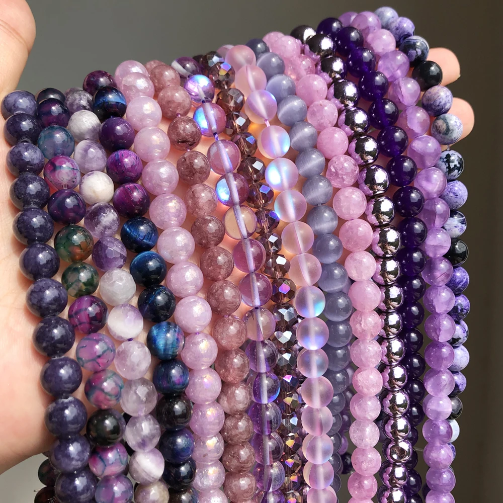 Натуральный камень фиолетовый Jades Crystal кошачий глаз Агаты круглые бусины