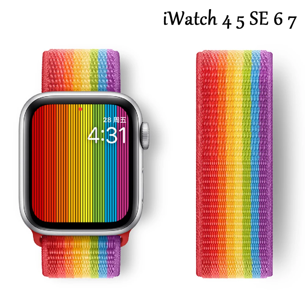 

Nylon Loop Strap for Apple watch band 44mm 40mm 45mm 41mm 42mm 38mm 44 Accessories wristband correa bracelet iWatch 3 4 5 6 se 7