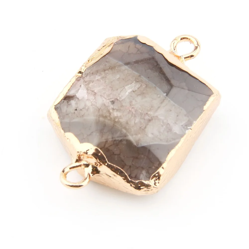 

Natural Stone Crystal Pendants Irregular Shape Double hole connector DIY for Necklace or Jewelry Making Size 35*23*10mm