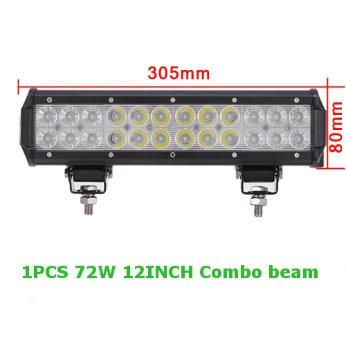 1PC 72W No Wire 1/2 шт. 18 Вт 36 Вт 72W фары для 108 Вт Светодиодный светильник бар Подсветка 12v точечное освещение комбинированный балка для грузовика трактор ATV SUV 4X4 4WD внедорожный головной светильник s - Цвет: 1PC 72W No Wire