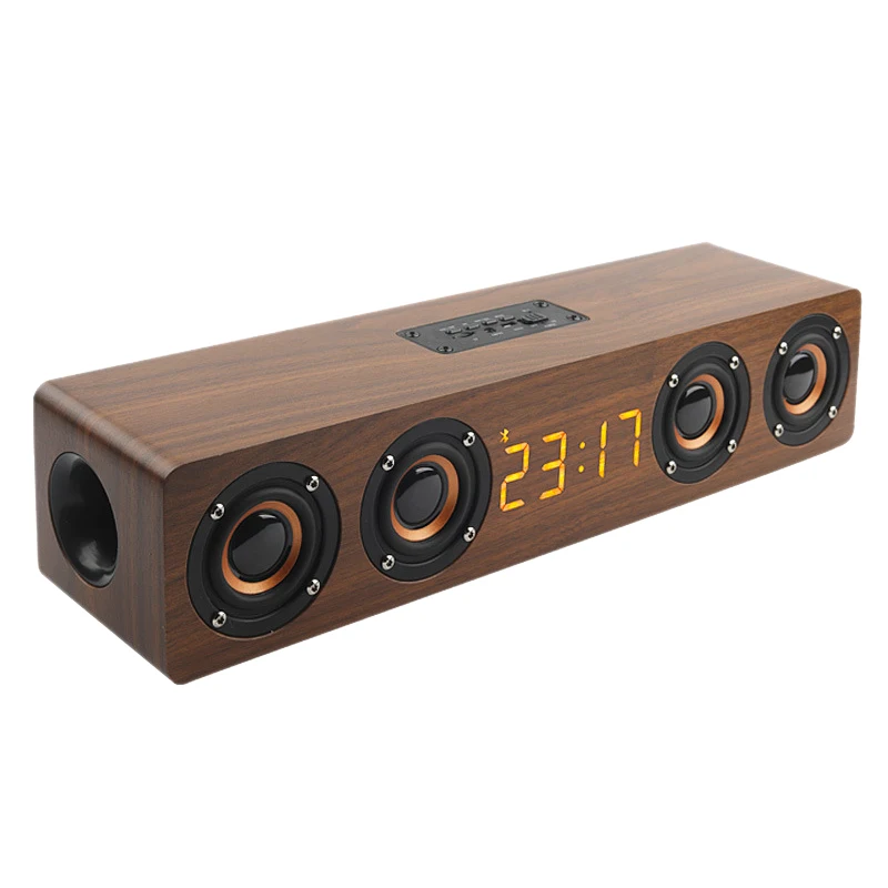 

Деревянные портативные часы, Беспроводная Bluetooth-колонка, стерео ПК, ТВ-система, динамик, настольный динамик, звуковая стойка, FM-радио, компью...