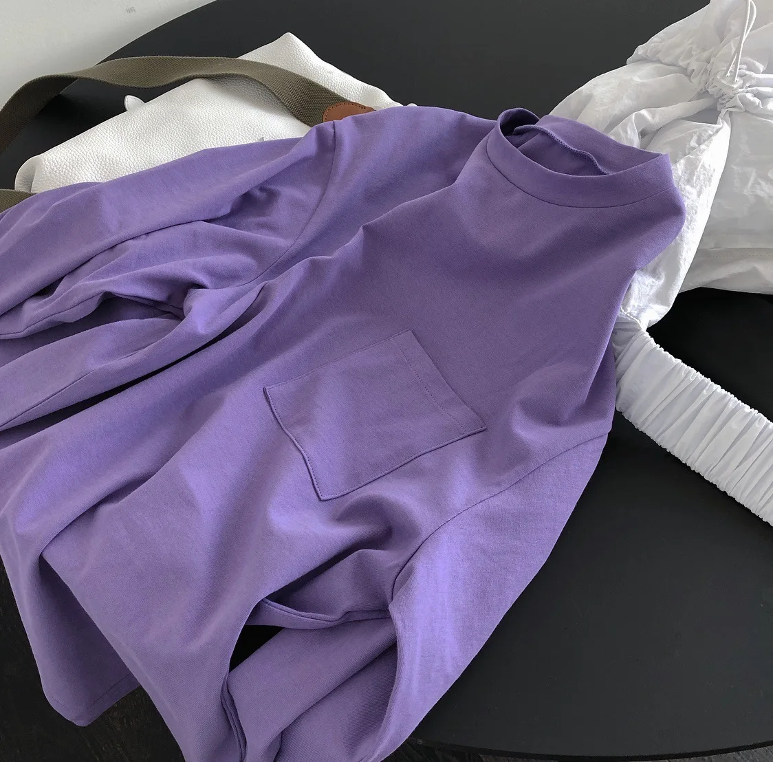 

Women Cotton T Shirt Oversize Loose Long Normcore Minimalist Casual Tee Tops