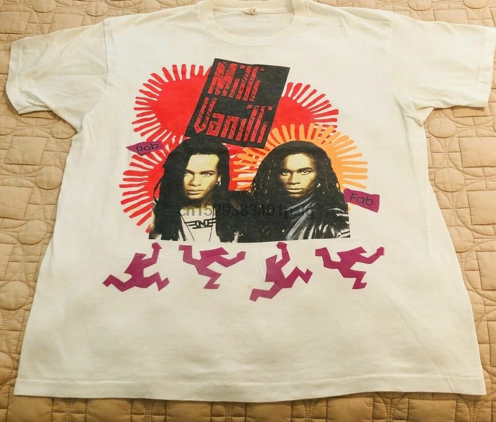 

Milli Vanilli 1991 Tour Concert Tee Vintage - Reprint White T Shirt S-2Xl
