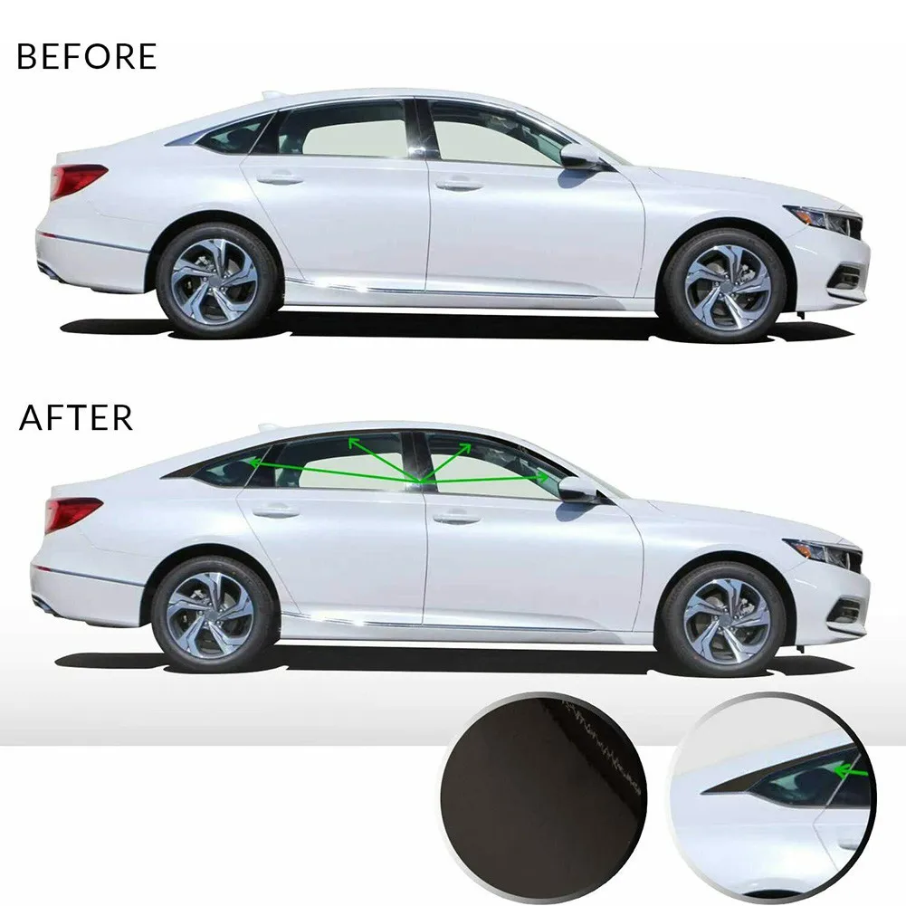 

6pcs Stickers Black Blackout Chrome Cover Decoration Delete Door Frame
