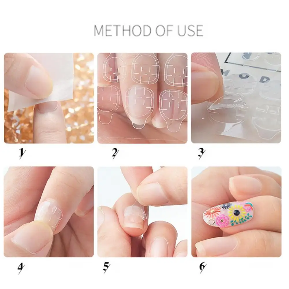 50 шт. двухсторонний клей стикер для ногтей Клей прозрачный гибкий накладные