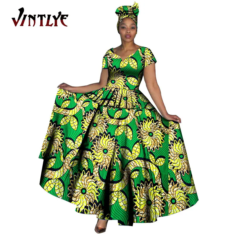 Модная женская одежда африканские платья с принтом Анкары v-образный вырез