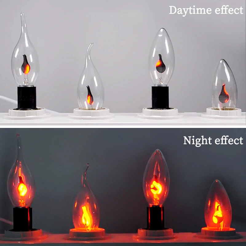 Лампа в виде свечи с эффектом пламени E14 E27 мерцающая винтажном стиле