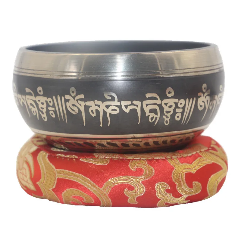 Тибетская Поющая чаша в комплекте с двойной поверхностью молоток и шелковая