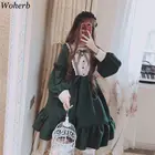 Женское готическое платье Woherb, в стиле Лолиты, в стиле Харадзюку, с крестом, для косплея, в японском стиле, кавайное, зеленое, из тюля, милая уличная одежда для девочек