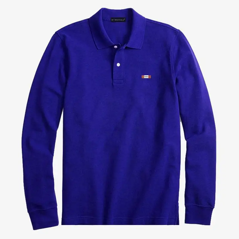 Мужские рубашки поло с длинным рукавом повседневные однотонные из 100% хлопка XS 4XL