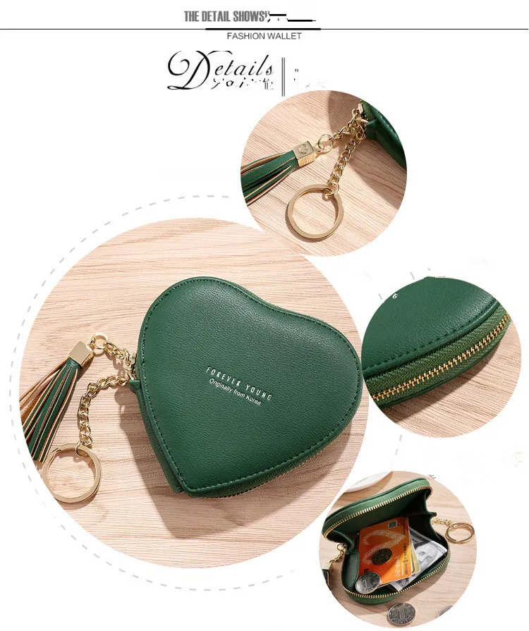 

Hot Mini Bags Beautiful Practical Love Shape Small Key Ring Women Cute Cartoon Wallet For Girls Small Pendant Key Chain Hot