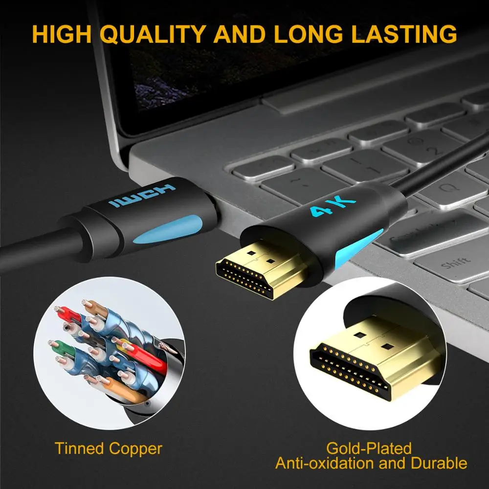 TESmart HDMI 2 0 4K @ 60 Гц к кабель 1 5 м с адаптером для 3D Xbox360 ЖК-дисплей PS3 PS4 проектор
