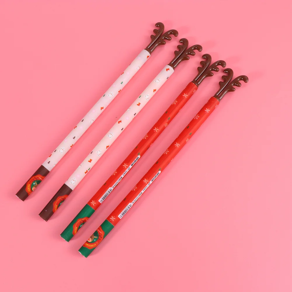 

12pcs Elk Horn Christmas Pens Cartoon Writing Pen Poratble Stationery Xmas Gift Pen for Home Office School (One Set 12pcs)