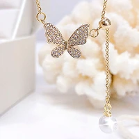 necklace 2021 trend exquisite butterfly temperament necklaces for women trendy inlaid top quality zircon pull out necklace gift