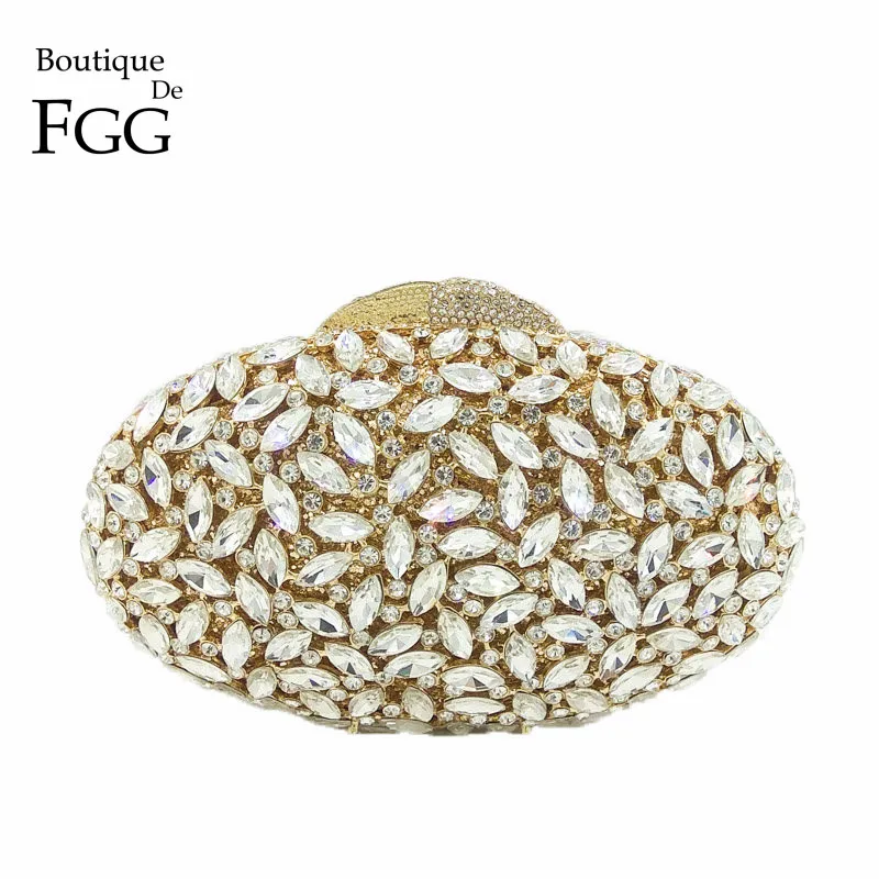 Женский Вечерний Клатч Boutique De FGG с зелеными кристаллами металлический клатч