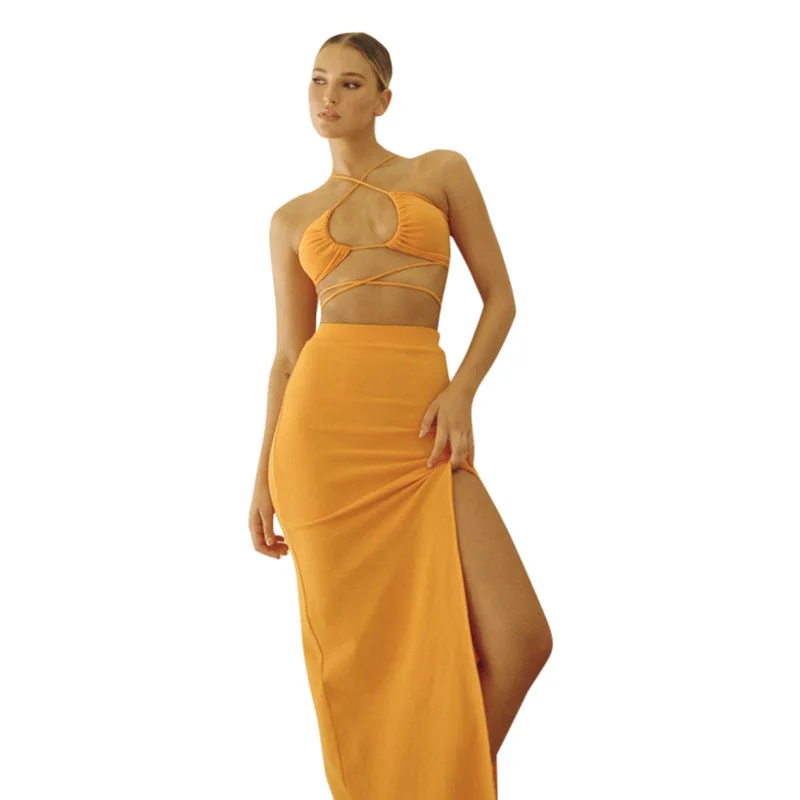 Женский комплект из двух предметов элегантный бандажный топ с вырезом лодочкой