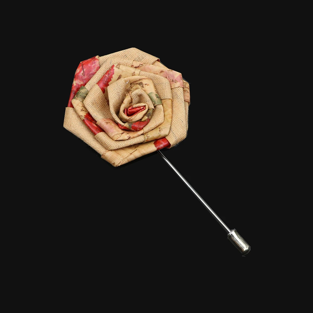 Новинка брошь из пробкового дерева с цветочным узором для мужчин и женщин