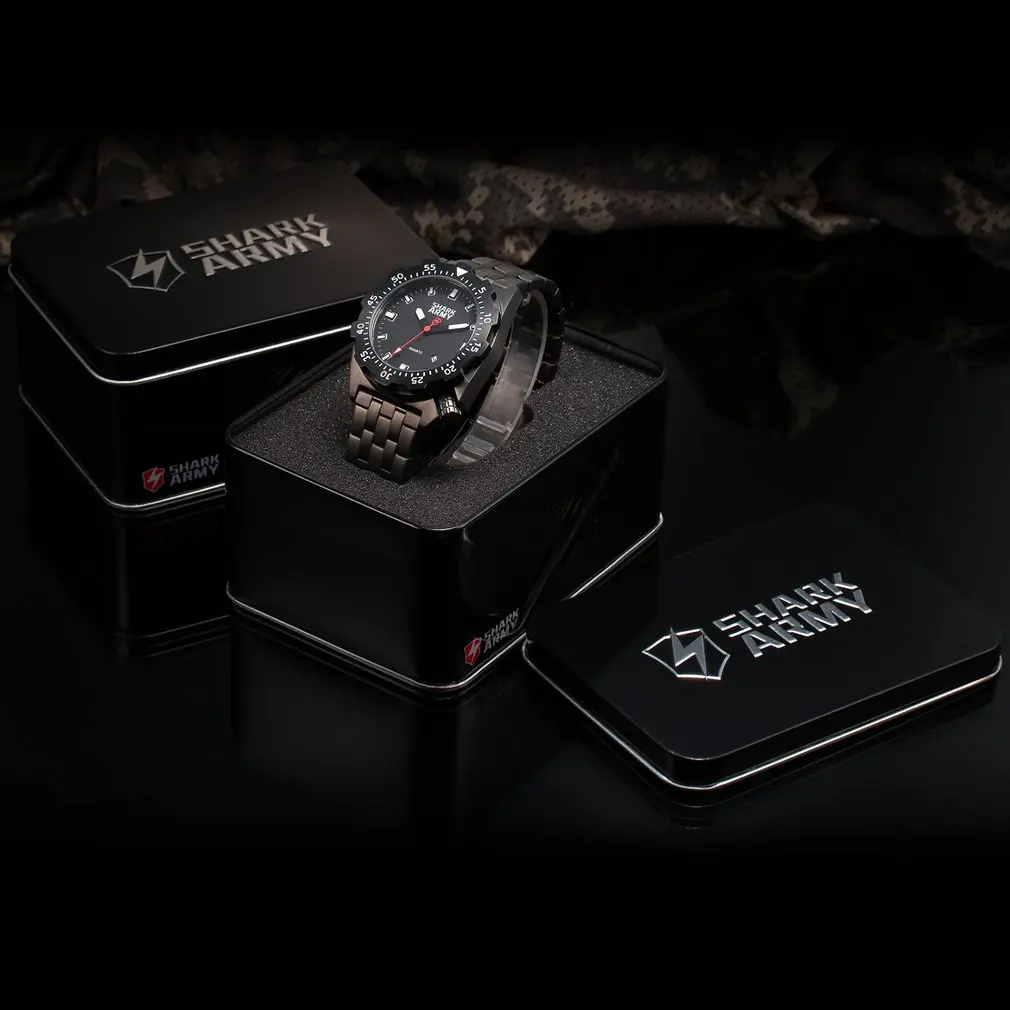 Акула спортивные часы мужские lcd Авто Дата Будильник стальной ремешок Хронограф
