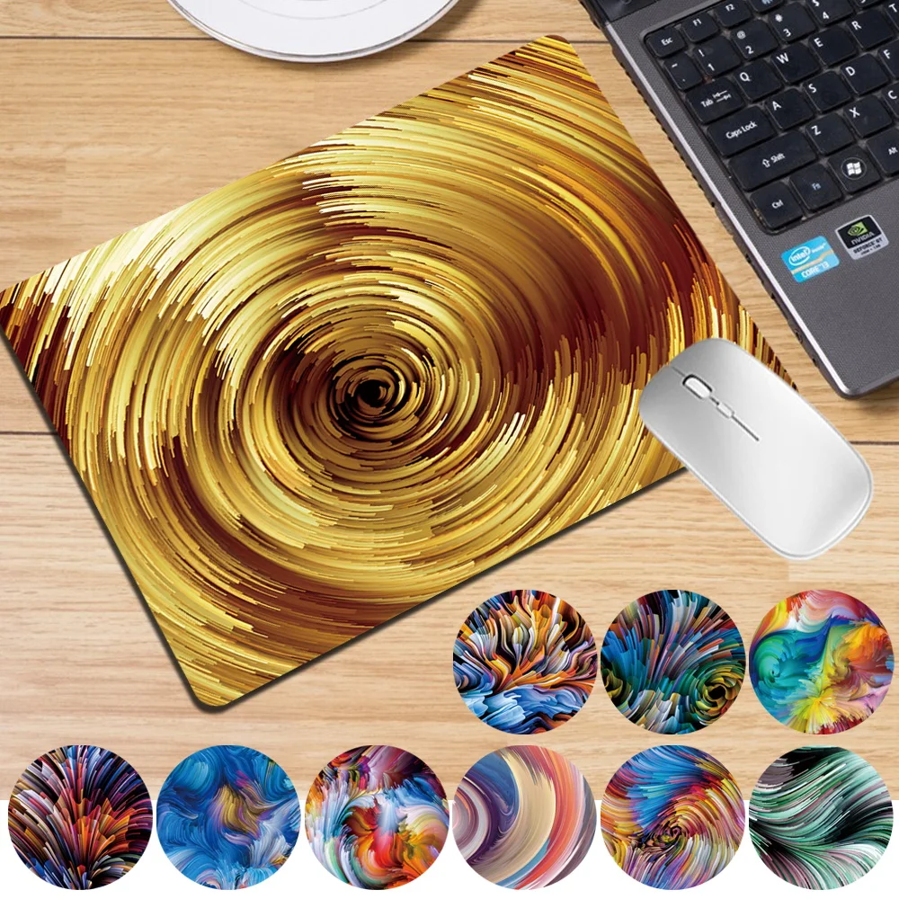 Small Computer Mousepad 25x21cm Mouse Pad PU Leather Office Desk Mat Antiskid Portable Watercolor Series Gaming Mouse Pad