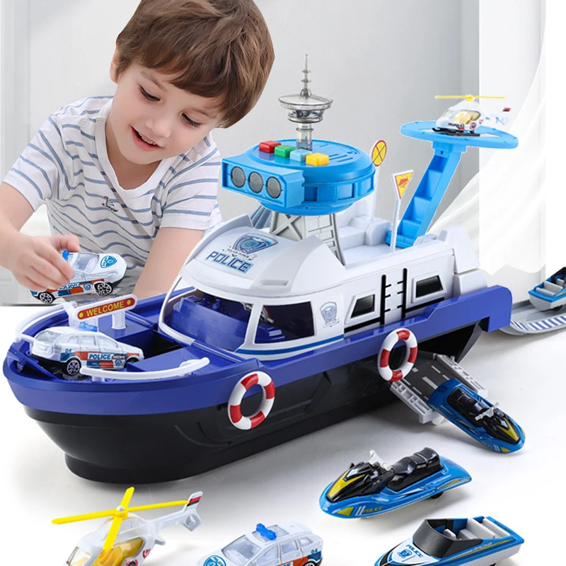 

Kids Toys Simulation Track Inertia Boat Diecasts Toy Vehicles Music Story Light Toy Ship Model Toy Car Parking Boys Toys