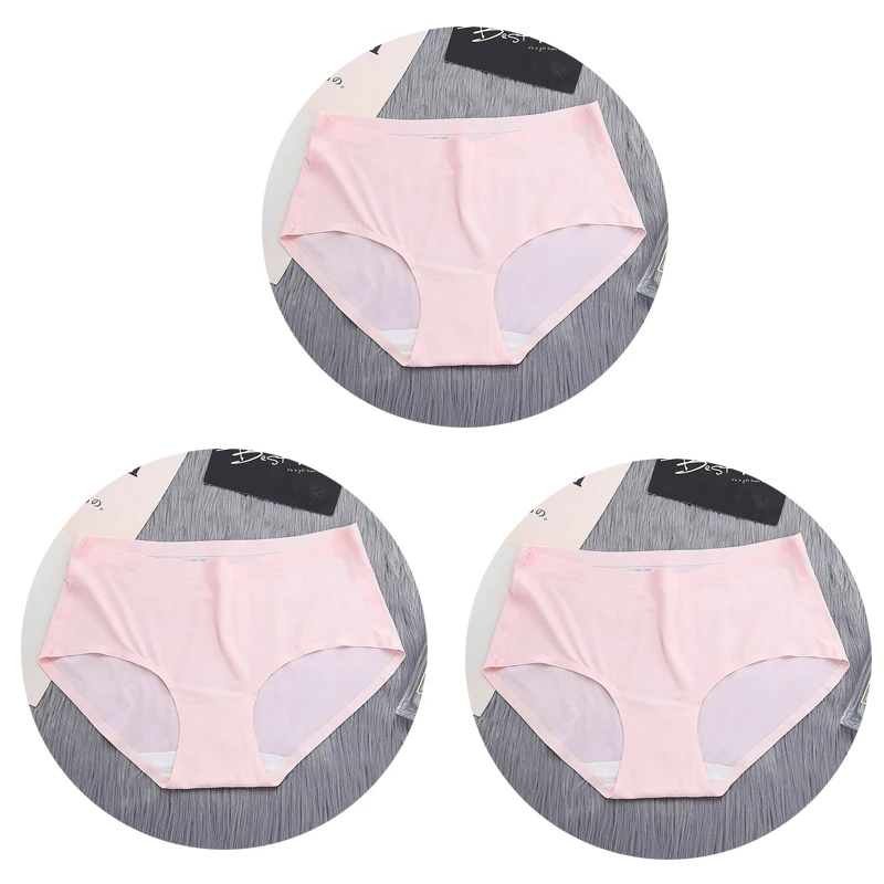 NK50-3PK-3PCS OLN женские трусики бесшовные, сексуальные стринги ледяные шелковистые Нижнее белье Женские одноцветные модные трусы со средней талией Горячая Распродажа - Цвет: NK50-3PK-3PCS