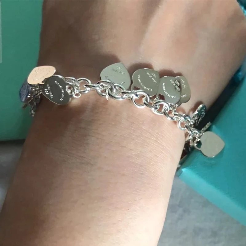 

1:1 S925 sterling silver bracelet, classic love brand, heart to heart bracelet, exquisite craftsmanship, gift for ladies