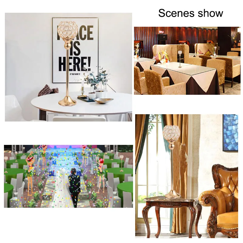 

12-43CM European Crystal Table Candle Holders Wrought Iron Candlestick Wedding Party Christmas Home Decorations