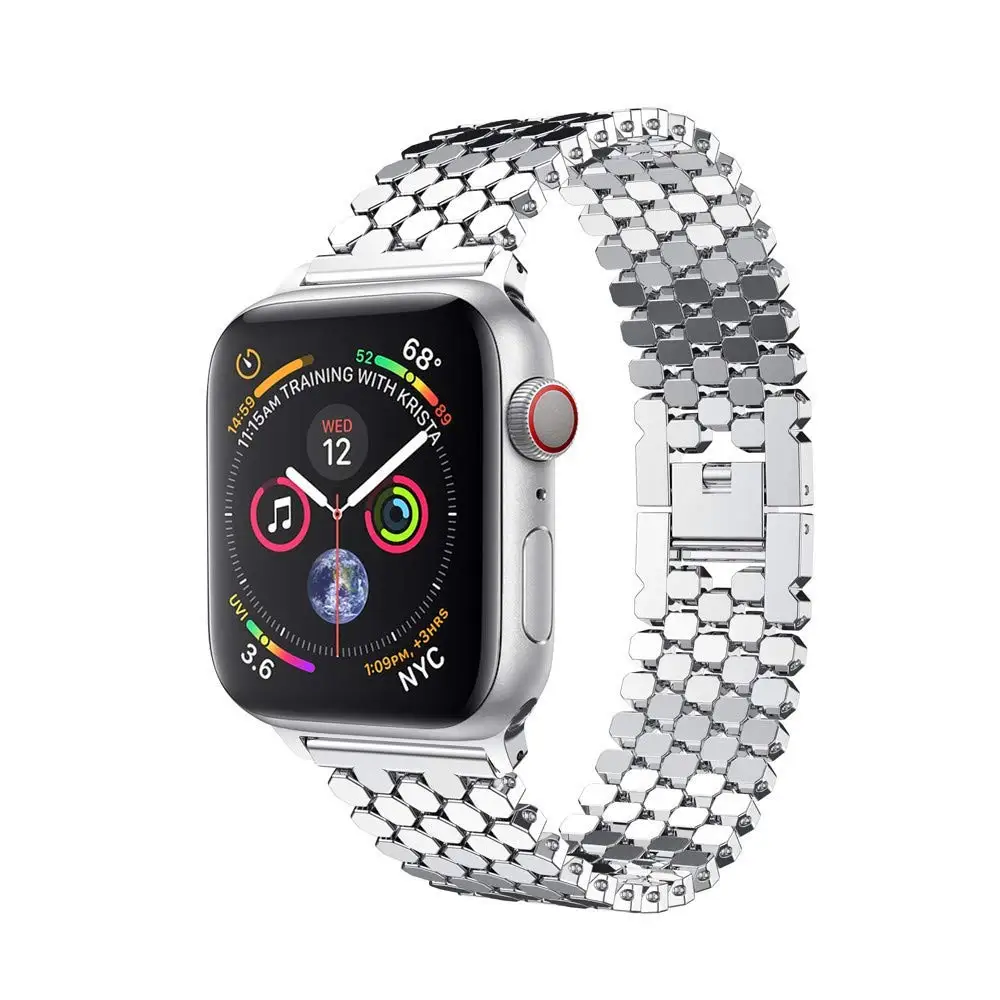Браслет из нержавеющей стали ремешок для Apple Watch ремешок 40 мм 44 мм ремешок для Apple Watch 42 мм 38 мм iwatch 5 4 3 2 1 Аксессуары - Цвет ремешка: silver