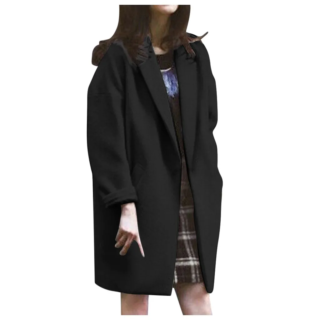 НОВЫЙ Тренч из смеси кашемира и шерсти Женское пальто с длинным рукавом отложным