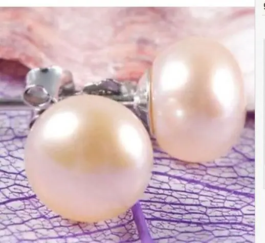 

charming pair of 13-14mm south sea gold pink pink stud earring