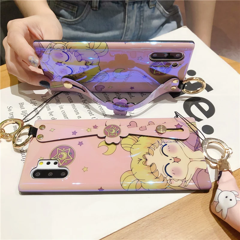 Чехол для Samsung note 10 милый мультяшный чехол мягкий Galaxy Note plus браслет с Сейлор Муном