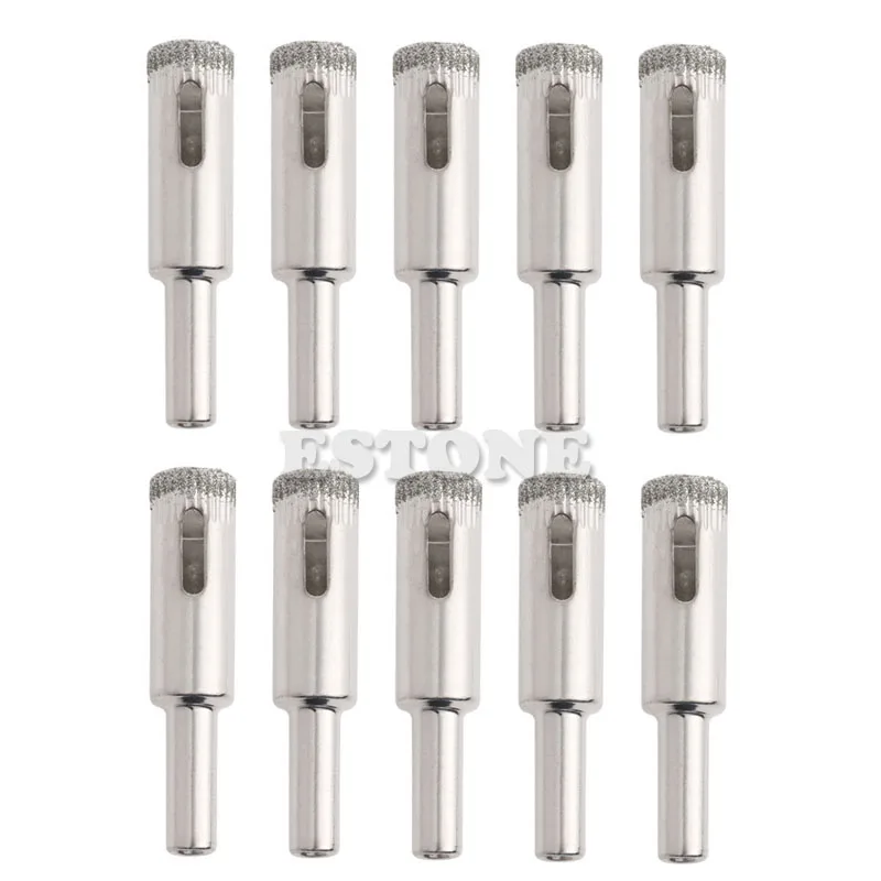 

OOTDTY New 10Pcs 5mm 6mm 8mm 10mm 12mm Diamond Coated Core Drill Bits Hole Saw Glass Tile Ceramic Marble