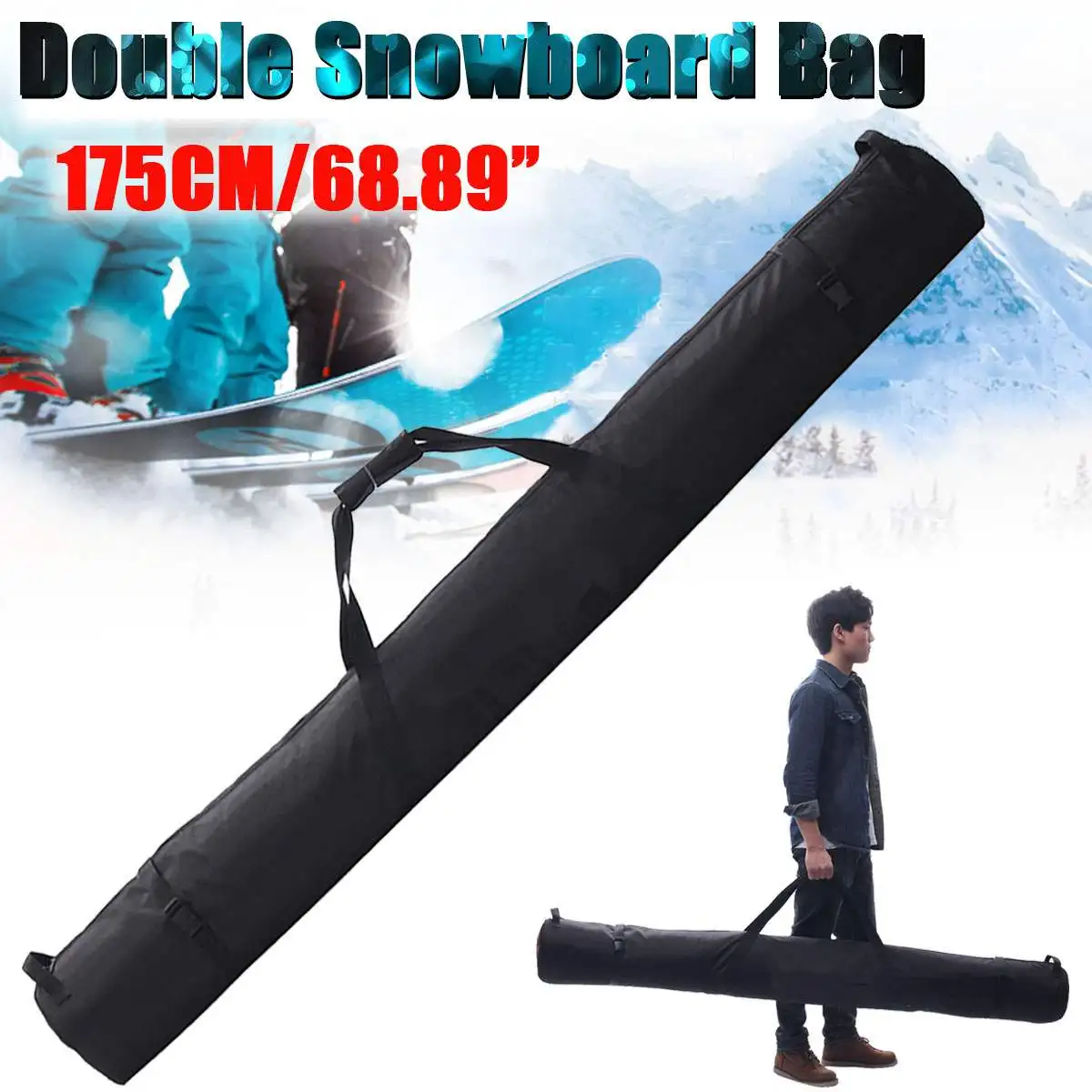 160cm/63 Inch Snowboard Skiing Bag for Double Snowboard in Polyester Sport Snowboard Bag Ski Bag Snowboard Bag Skate Bag