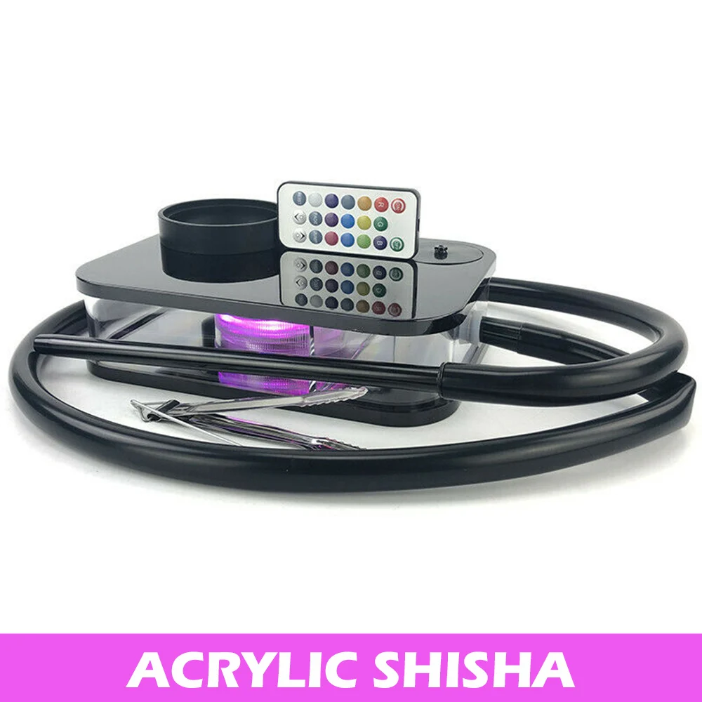 

Modern Acrylic Hookah Shisha Nargile Smoking Water Pipe Portable Smoking Accessories Set with LED Light Box