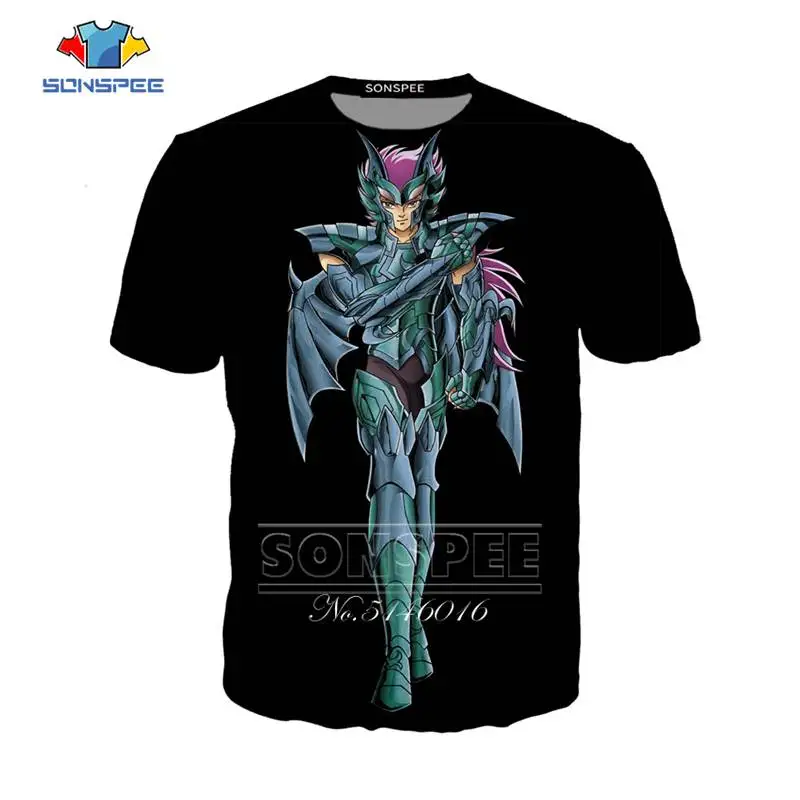 Футболка SONSPEE унисекс 3D Рисунок Рыцари зодиака с принтом Saint Seiya стиль Харадзюку