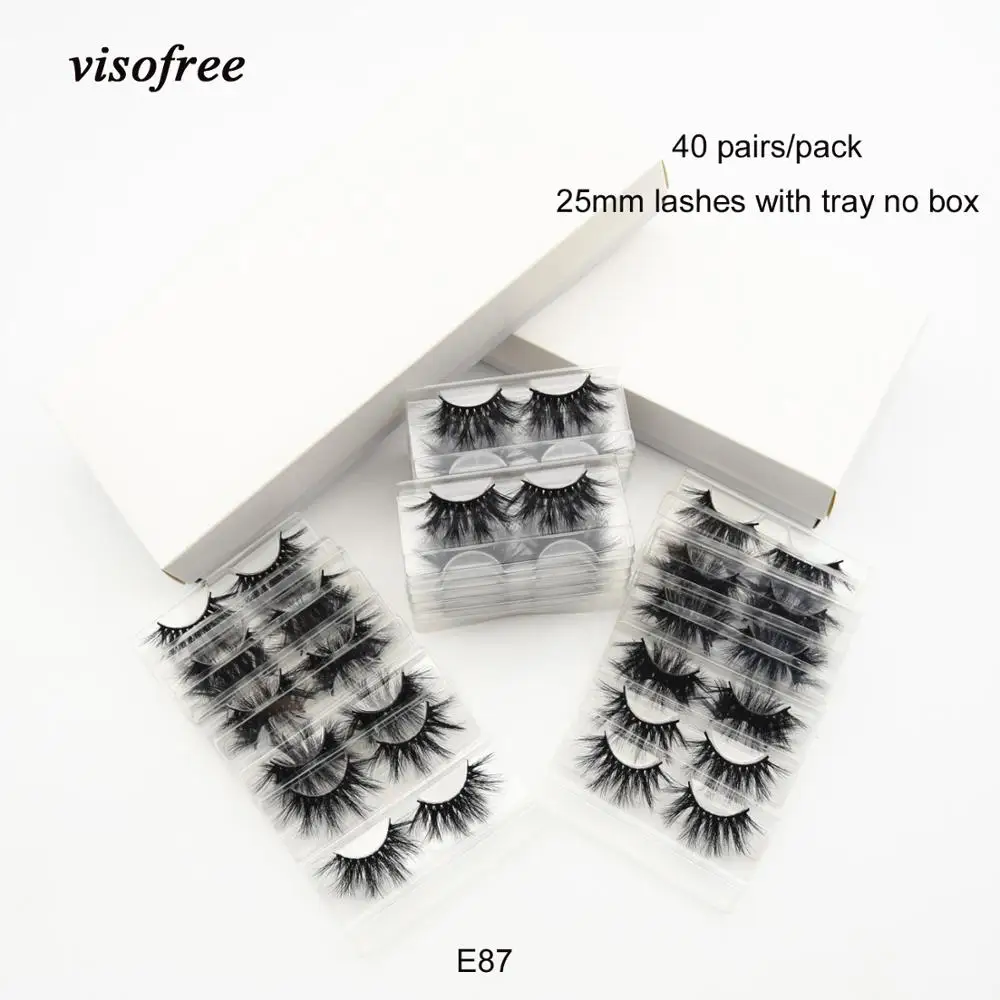 

40 pairs/lot visofree 25mm lashes makeup 3d mink eyelashes 100% cruelty-free dramatic soft handmade lashes fluffy eyelashes E87