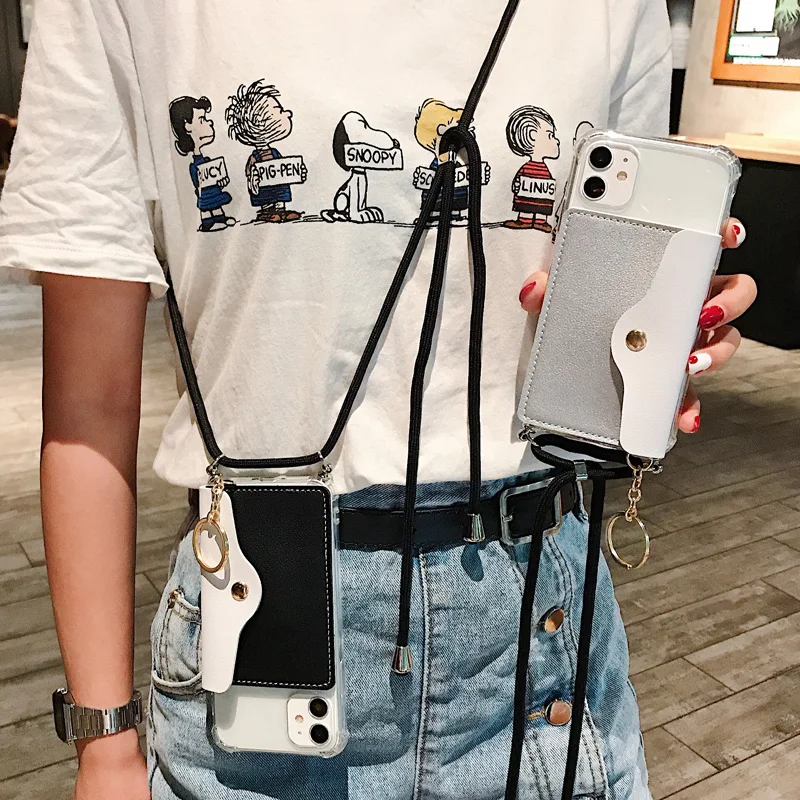 Чехол бумажник из ТПУ с плечевым ремнем для Samsung Галактики A51 A71 A81 A91 A21 A41 A10 A20 A30 A40